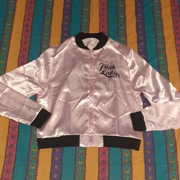 Jackets & Coats Grease Pink Ladies Movie Satin Jacket Cosplay Costume